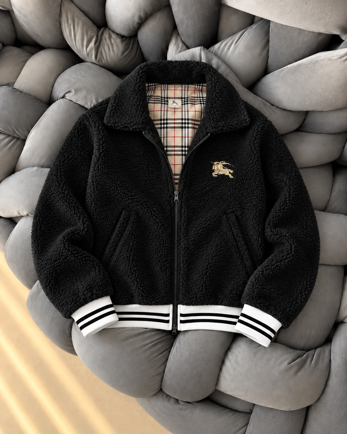 Burberry Premium Siyah Peluş Ceket